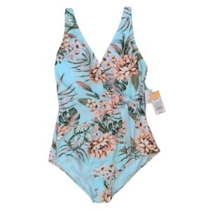 Kona Sol Women's Medium 8-10 Target Tropical Floral One-Piece Swimsuit